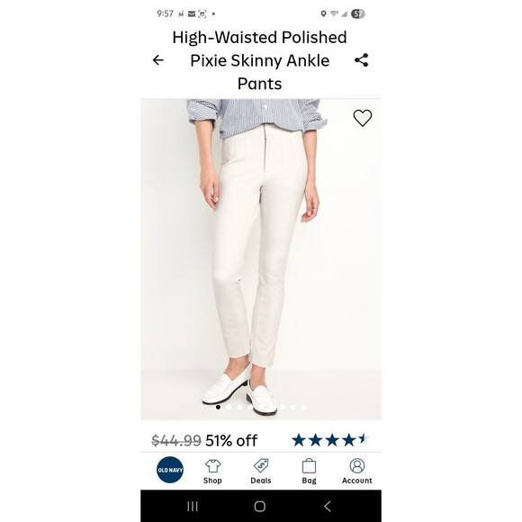 NWT Women's Old Navy Extra High Waist Polished Pixie Skinny Ankle Pants Size 4 - Picture 7 of 8